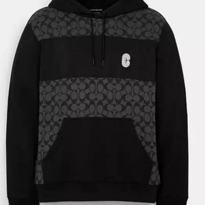 Coach Men’s Black & Charcoal Signature Panel Hoodie